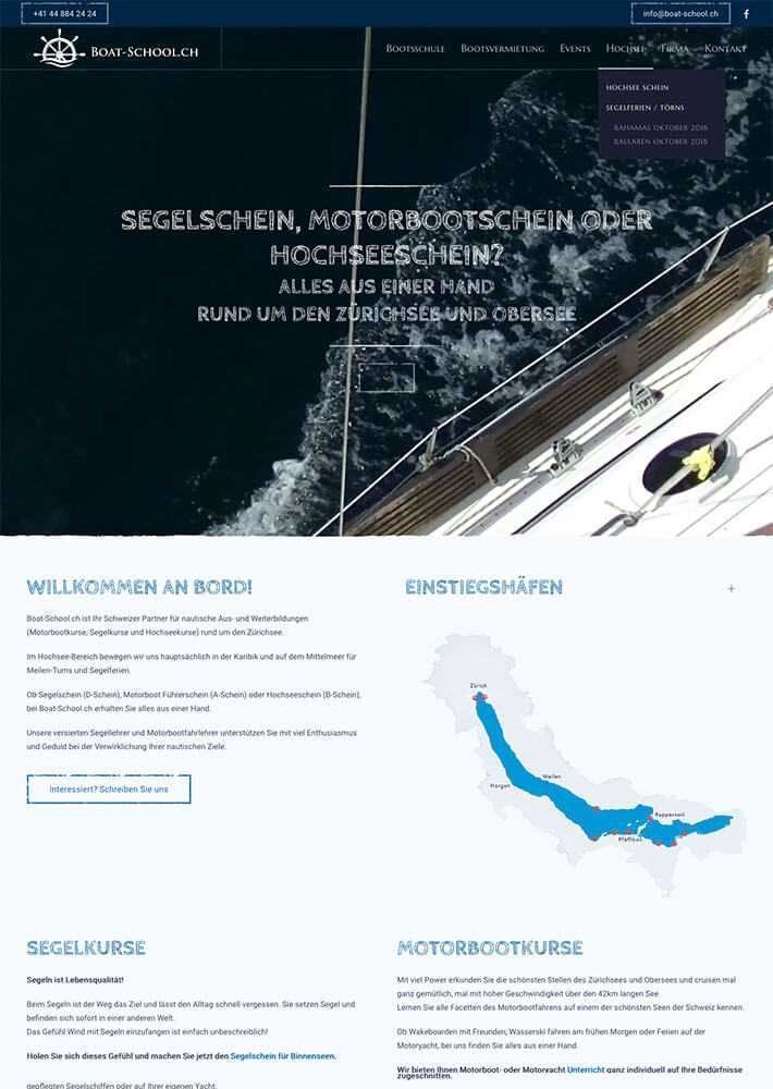 Boat school Webdesign Referenz von Web-d-vision GmbH