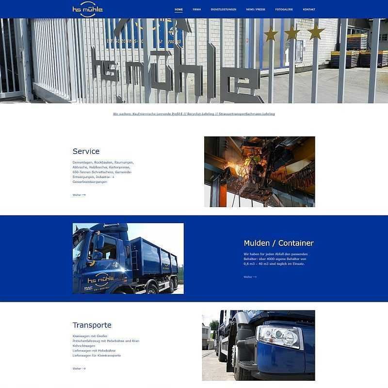 Mühle Recycling Webdesign Referenz von Web-d-vision GmbH