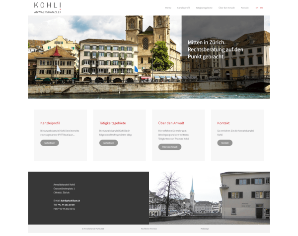 Kohli Law Webdesign Referenz von Web-d-vision GmbH